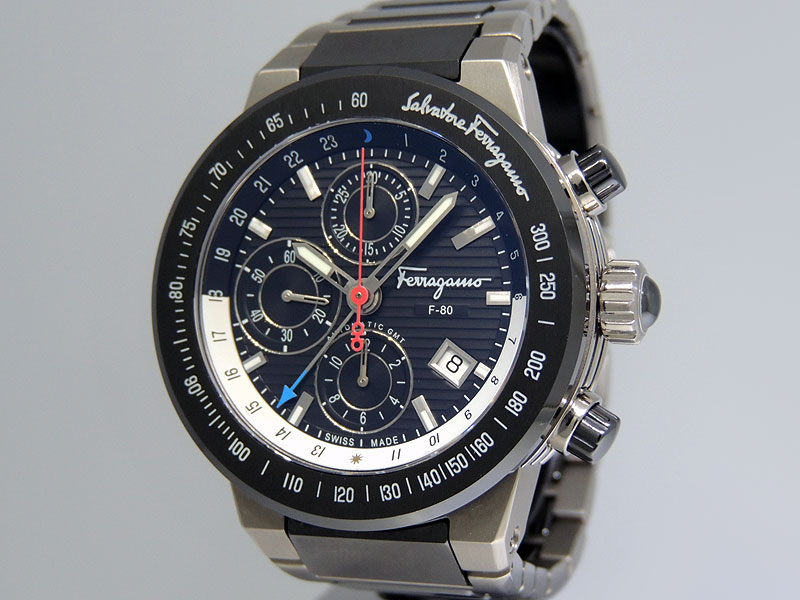 Salvatore Ferragamo F-80 GMT Chronograph F55LCA78910 S113 Ti/CER $7,300 ...